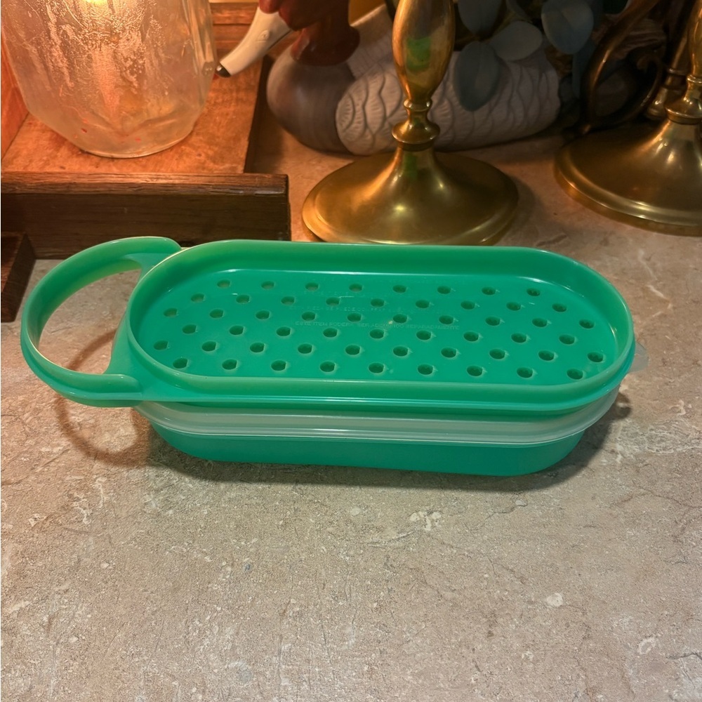 Vintage Tupperware Handy Grater 3-pc. set Jadeite Green Cheese/Vegetable Grater